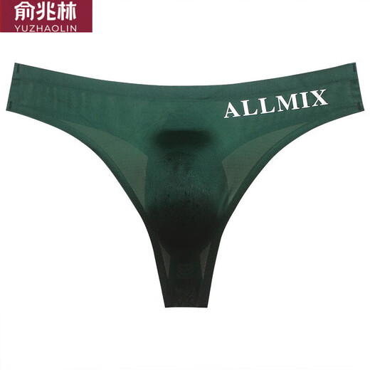 Yu Zhaolin (YUZHAOLIN) T-string low-waist U-convex elastic tight sexy men's T-underwear one-piece ice silk seamless buttocks exposed sports and fitness men's DZ ice silk black one XL