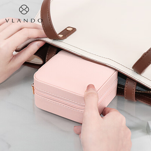 VLANDO travel portable jewelry box women's jewelry storage box compact dustproof birthday gift for girlfriend without mirror