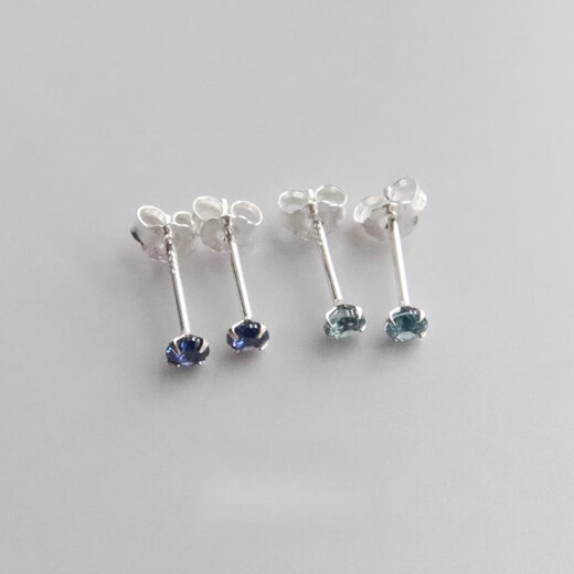 Chixing Tanzanite Earrings Natural 3mm Sapphire London Blue Topaz Mini Silver Ears for Women Tanzanite Blue 3mm丨Silver Pair