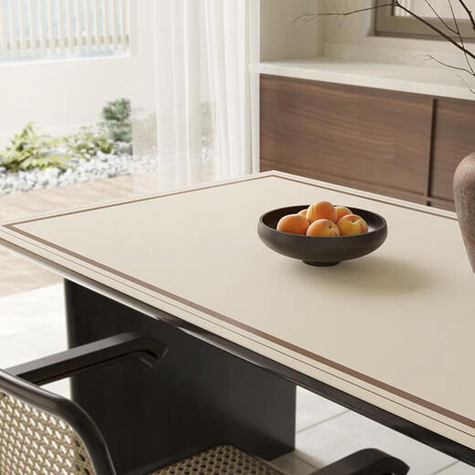 Xinlin light luxury dining table mat, simple modern coffee table tablecloth, no-wash, oil-proof, waterproof, anti-scalding, PVC insulated table mat, high-end feel, small black and white strips, wipe clean 70X130CM, protect the desktop