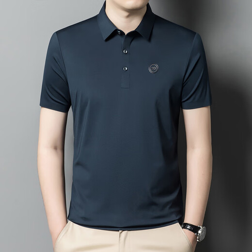 乔亚意大利轻奢品牌短袖t恤翻领男士夏季新款商务休闲纯色半袖上衣服 9859紫红 S 165码 【建议100-115斤】