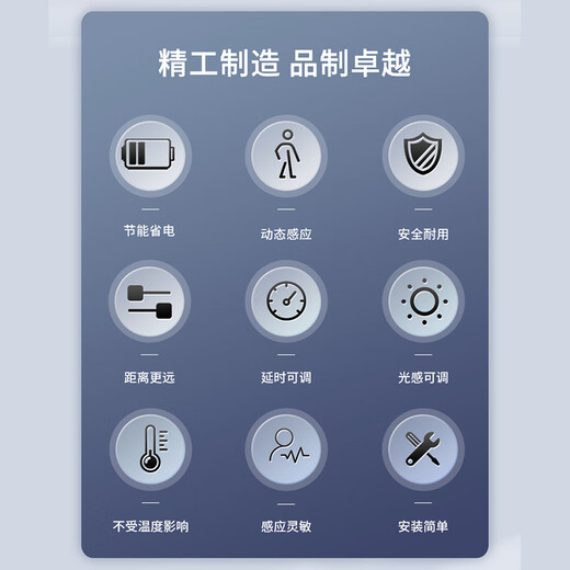 Type 86 delay distance light-controlled adjustable microwave radar sensor 220v wall panel 2-wire induction switch 500 watt 220V three-wire calm black