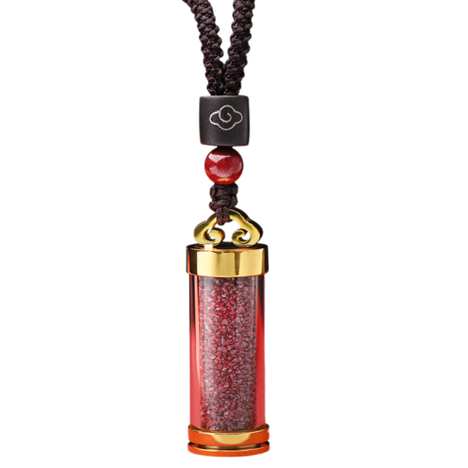 Li Juming cinnabar raw stone powder pendant Shurangama mantra sutra amulet pendant Gawu bottle box necklace Yin Yang Five Elements Bagua Talisman