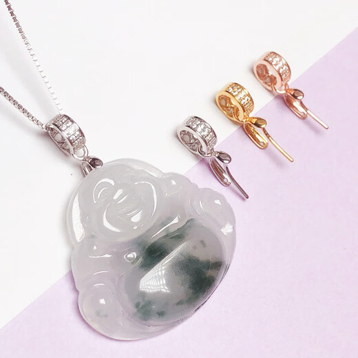 Fat Donglai same style 18k gold pendant buckle head small jade pendant buckle silver plated 18K gold buckle diy silver s925 Buddha male oblique hole white gold