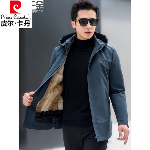 Pierre Cardin's new Haining fur pie jacket men's mink liner fur integrated men's short mink coat thick coat winter fog blue-A style mink liner M 170 suitable for 100-120Jin Jin equals 0.5 kg