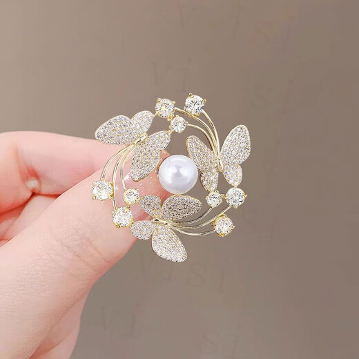 VISIT sense niche butterfly brooch niche versatile temperament anti-exposure suit birthday gift vip240#