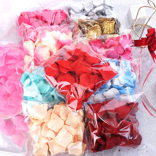 Famous knot wedding simulation petals fake rose wedding room scene decoration proposal confession birthday romantic flower arrangement supplies wine red simulation petals 1200 pieces non-woven fabric