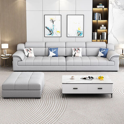 2025 new cotton and linen fabric sofa living room simple modern large and small apartment three-seat straight row cat claw leather sofa soft and comfortable cotton and linen sponge style 2.1m small apartment three-seat straight row
