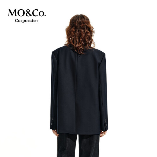 MO&Co. C+ Series Spring Suit with Sheep Wool Intellectual College Style Shoulder Pads MBE1BLA023 Navy Blue S 160