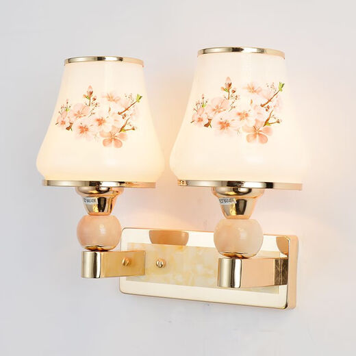 Micro wall lamp bedside lamp Nordic modern European style simple creative led American bedroom living room corridor staircase wall lamp 045 single head switch at home - three-color LED bulb