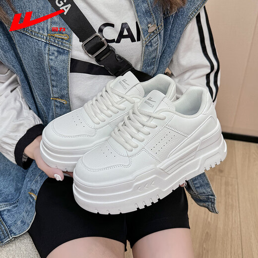 Huili dicke alleinige weiße Schuhe für Frauen 2025 neue heiße, hochauflösende Schuhe für Frauenschuhe für Sommer lässige und vielseitige atmungsaktive Schuhe für Frauen 689 Weiß/Farbe [6,5 cm ultraleuchter dicker Sohle] 35