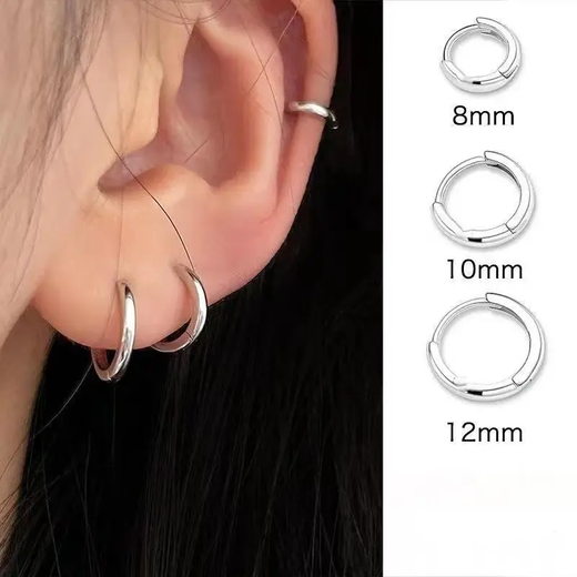 Decorative show, high-end earrings, earrings, ear bone nails, ear piercing niche, high-end plain circle earrings, earrings, earrings, women's silver earrings 10mm pair