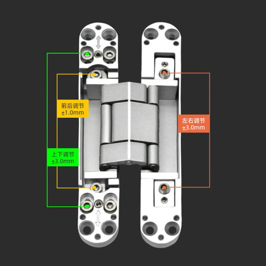XMSJ Custom Invisible Türscharnier versteckte Hidden Türscharnier versteckte dreidimensionale verstellbare Cross-Holz-Türen offen versteckte Türscharnierzink-Legierung Schwarz und Silber YT9901 3D Hidden Scharnier (Einzelpreis)