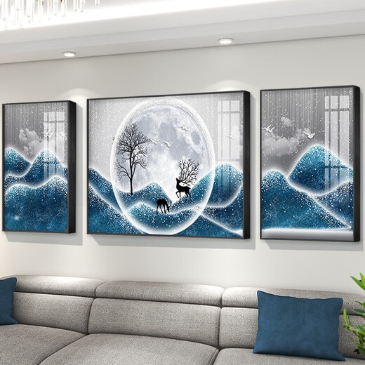 简约现代客厅抽象装饰画沙发背景墙挂画轻奢北欧风电视墙壁画 TXMG12034 中间70*50cm/左右35*50cm适用2