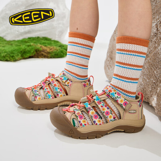 KEEN official new product NEWPORT H2 children's outdoor cool travel wading shoes children's shoes safari yellow/birch color-1028827-big children 35