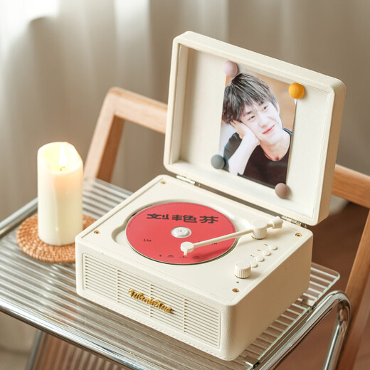 Ask Plus WHATPLUS C300 all-in-one CD player audiophile album player retro CD player record player shape Bluetooth speaker Bluetooth cd player birthday gift C300 retro white 2nd generation + genuine CD