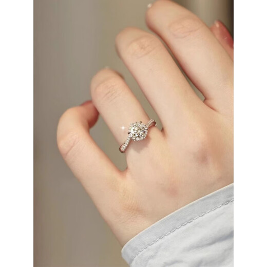 Nilan pt950 platinum ring for women, moissanite D color diamond ring, one carat, wedding proposal for wife and friend, hexagram main stone 50 points, gift box certificate included, opening adjustable