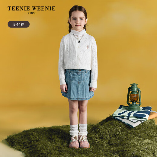 Teenie Weenie Kids Bear Children's Clothes Summer Girls' Pleated Denim Skirts Blue 120 cm