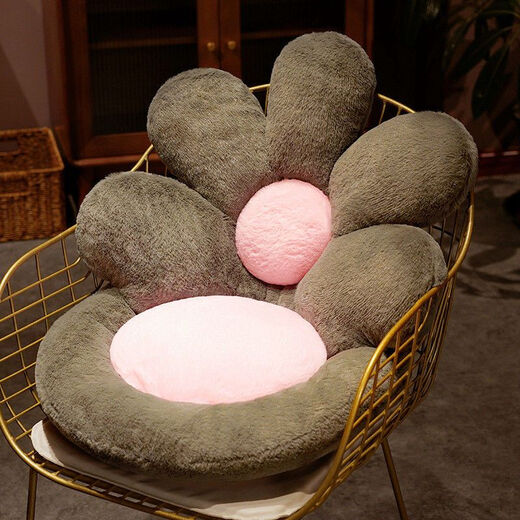 Feather pocket flower cushion butt cushion office sedentary chair cushion backrest all-in-one student dormitory floor butt cushion green flower anti-rabbit plush 50*50cm non-slip and comfortable