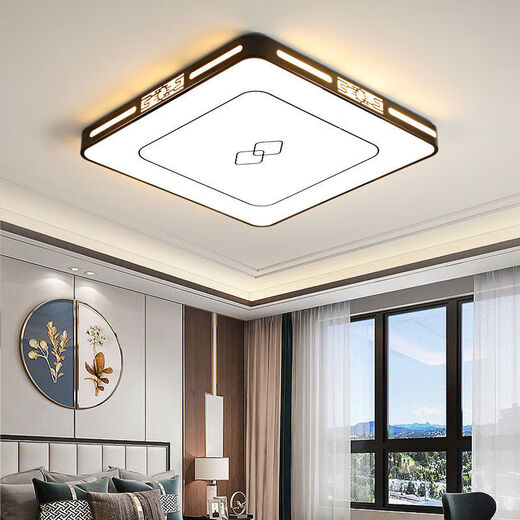 Yilin new Chinese style living room lamp simple modern atmosphere headlight super bright main light led ceiling lamp 2023 new lamp full spectrum (black frame) - length 90_60cm three-color dimming