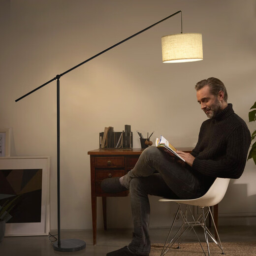 Leshi Lighting NVC Fischerei bodenhöre Lamp Wohnzimmer Sofa Schlafzimmer Essstudium einfache moderne Internet-Promi-Ins Stil Nordic Tea Tischlampe 1047 Modell + 12W Drei Farben Beleuchtung
