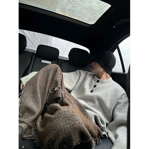 7 excellent products Lazy style sweater for men in autumn and winter new style retro Henry collar woolen sweater jacket loose top for men SBXS-S32 light gray M