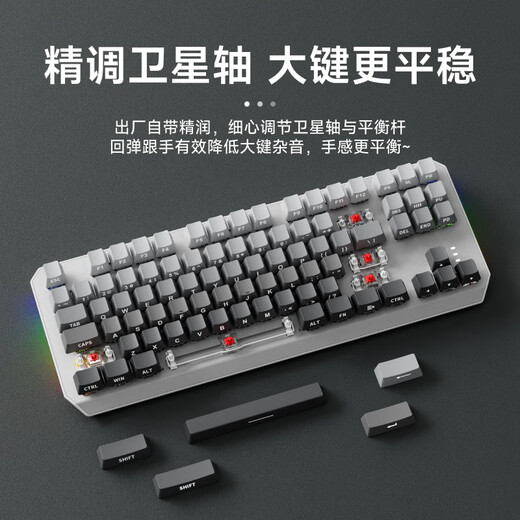 前行者TK870无线机械键盘鼠标套装蓝牙三模高颜值黑莓侧刻104键游戏电竞台式笔记本电脑办公有线通用外设 微尘侧刻-104键【无线蓝牙三模版】白光 青轴（清脆手感）