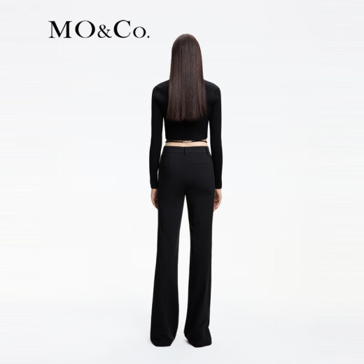 MO/Co.2024 spring new low-waisted floor-length trousers casual pants commuter trousers MBD1PAT013 black M/165