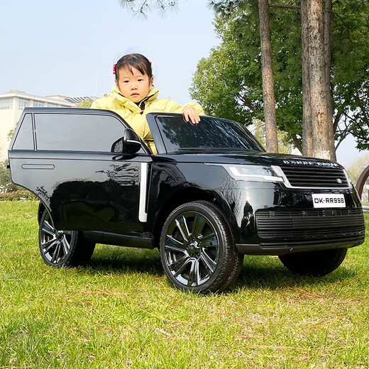 Xingchenhao Land Rover Range Rover Kinder-Elektroauto Allradantrieb mit ferngesteuertem Spielzeugauto kann im Geländewagen sitzen, Kinderwagen für Kinder, weiß poliert, Allradantrieb + Fernbedienung + Schaukel + Ledersitz + weiche Räder