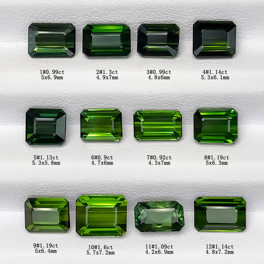 Blue peaceful square blue-green tourmaline small particle price ring surface gemstone bare stone inlay 18K gold ring pendant for men and women 6 1#0.99ct