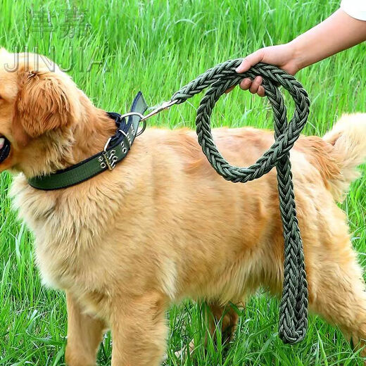 PPO large dog chain big dog leash with dog leash dog collar Alaskan German Shepherd Golden Retriever dog leash leash + snap collar red and black S size 8-15Jin Jin equals 0.5 kg Use