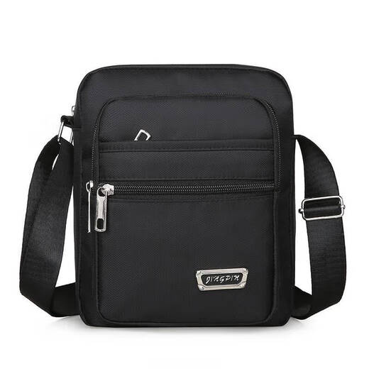 Cute and cute men's bag, casual shoulder bag, Oxford cloth small backpack, men's bag, casual crossbody canvas bag, portable business trendy bag, six-pull upgrade + YZ3519 black