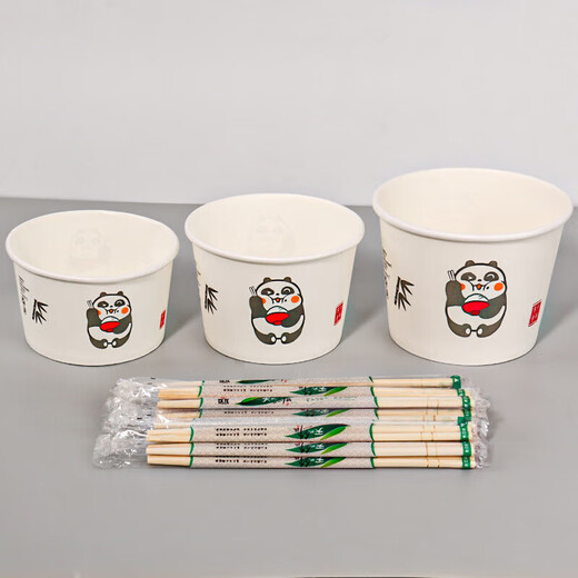 Disposable bowls and chopsticks, household thickened instant noodle paper bowls, commercial packed lunch boxes, disposable bowls and chopsticks, whole box batch, thickened 1000 type paper bowls and chopsticks, 100 sets