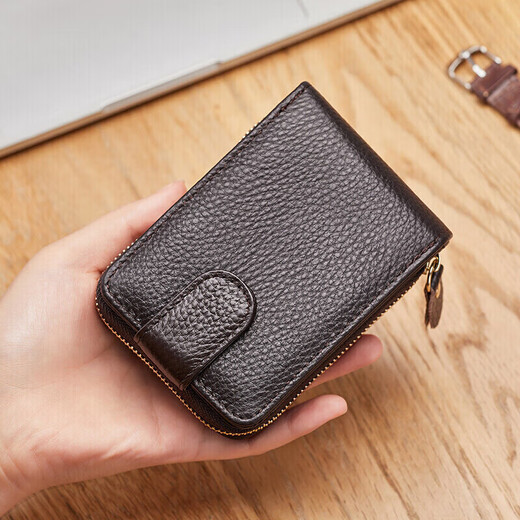 Postaton first-layer kraft card bag with multiple card slots, men's coin purse, accordion card bag, birthday gift for husband, boyfriend, dad