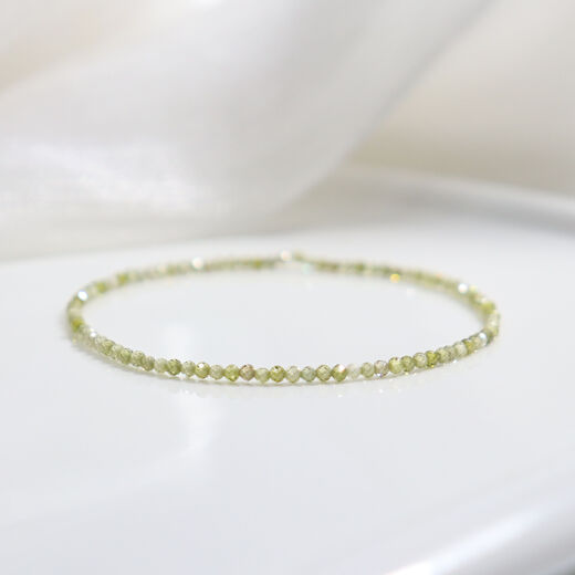 Shien Austrian ultra-fine crystal zircon bracelet light luxury texture olive green grape purple colorful bracelet spring grass is grass color green 13cm