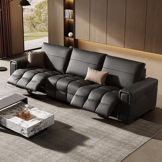 KUKA Smart Home Cloud Series Lawrence Leather Sofa Zero Wall Electric Function Living Room Sofa 6225 Haoyue White Three-Seater 2 Electric 3m