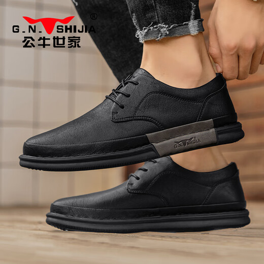 Bull Family Men's Shoes 2025 New Breathable Leather Shoes Men's Cowhide Business Casual Shoes Soft Sole Versatile Driving Shoes Men