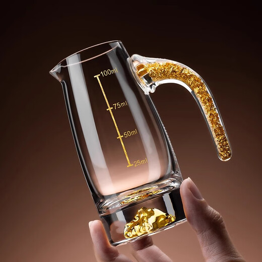 Wellsberg high-end liquor glass dispenser set 6 pots 6 cups light luxury crystal glass home small wine glass hotel wine cup wine set gold foil Jinshan 100ml*6 + gold foil cup 10ml*6