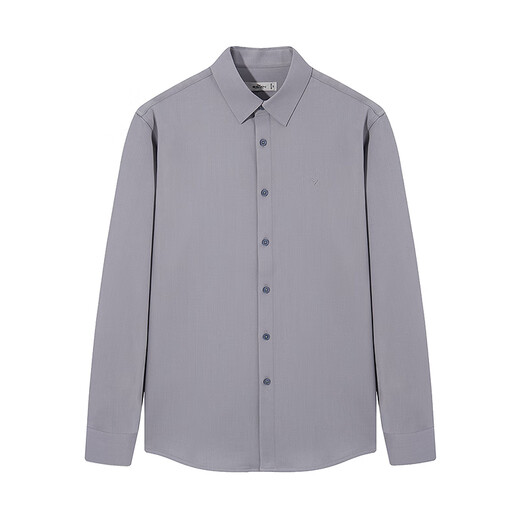 Qipai velvet long-sleeved shirt winter business casual comfortable warm thick lapel shirt light gray 40 (175) 92A