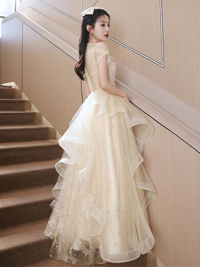 Ayub color banquet evening dress for women, high-end niche, light luxury, hosting art exams, can be worn at ordinary times