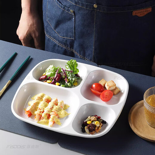 FISDDIS melamine fast food plate commercial square four-grid dish plate canteen student plate melamine tableware lunch box