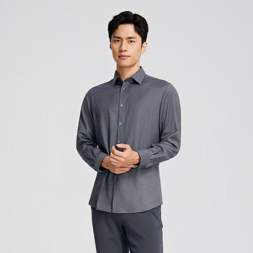 YOUNGOR рубашка с длинными рукавами, мужская шерстяная рубашка, которую можно стирать в машине, текстура из микрозамши, дышащая, теплая, стильная, для торговых центров, в том же стиле, серо-синяя, жаккардовая YLQW115526HBA 41