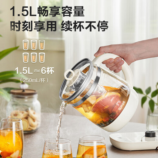 SUPOR 1.5L health pot hot water kettle tea maker electric kettle constant temperature electric kettle 316L stainless steel thermal insulation flower tea kettle kettle with filter SW-15YJ36