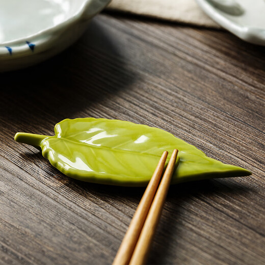 Chiyoyuan creative leaf chopstick holder 6-piece gift box set chopstick holder Japanese-style household chopstick holder ceramic chopstick holder 6-piece gift box set