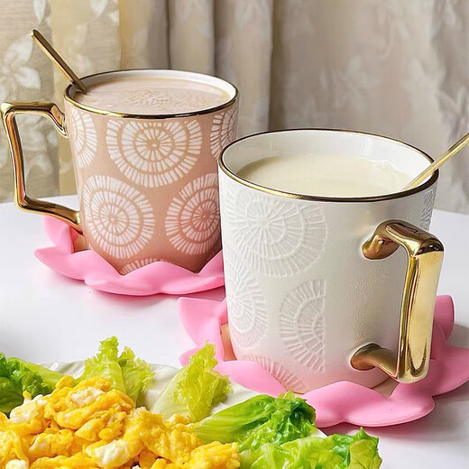 Songfa Porcelain Ceramic Cup Home Office Coffee Cup Water Cup Girls Large Capacity Couple Mug White