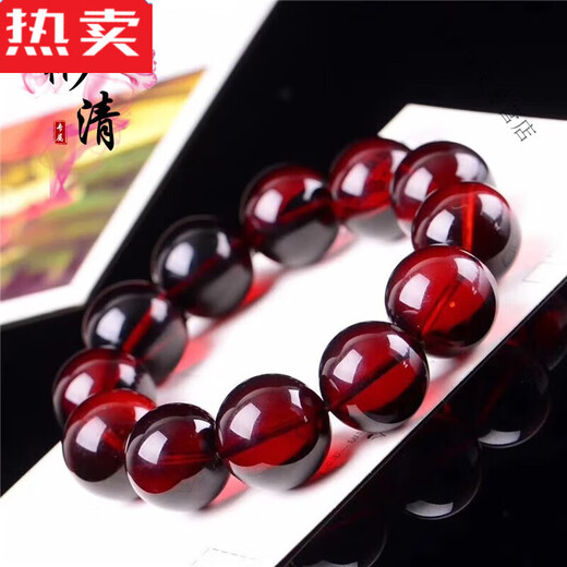 SNQP selects high-end blood amber hand beads, rosary beads, men's and women's red amber old wax original mineral toy gift bracelets, blood amber hand beads 12MM 16 pieces
