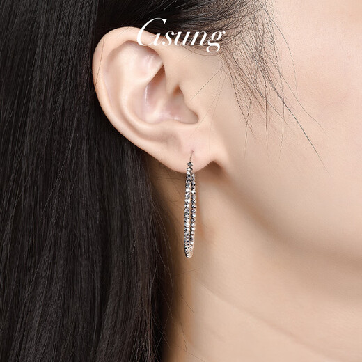 GsunG platinum large earrings for women PT950 shiny laser beads large inner diameter earrings platinum ear hooks for women fashionable style b earrings about 4.5g 2.3cm inner diameter pre-ordered