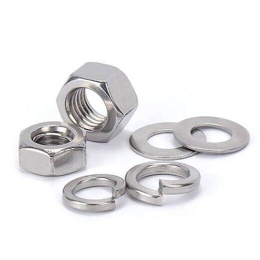 Jinchao 304/316L2205 stainless steel hexagonal nut set flat washer spring washer combination screw cap M4M5M6M8 M22 (1 set) 316L