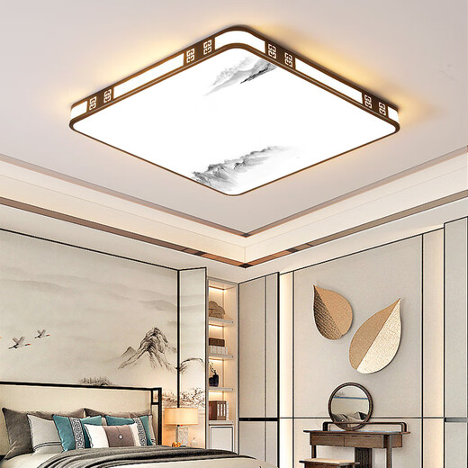 蓝彩和农村客厅大灯照明灯大气流行中山主灯灯具薄2024新款佛山灯具广东 中式山水画120*80cm白光升级超亮