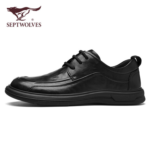 Septwolves men's shoes casual leather shoes soft surface wear-resistant cowhide formal shoes business shoes W8343030604 black 42